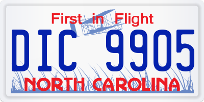 NC license plate DIC9905