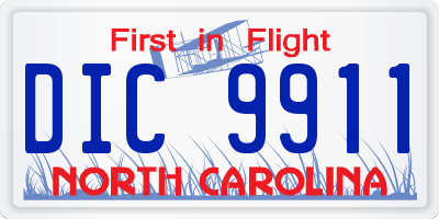 NC license plate DIC9911