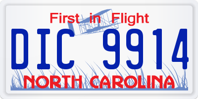 NC license plate DIC9914