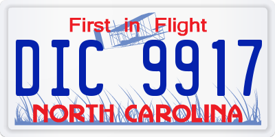 NC license plate DIC9917