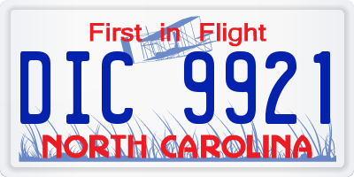 NC license plate DIC9921