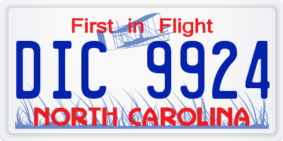NC license plate DIC9924