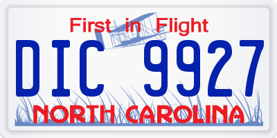 NC license plate DIC9927