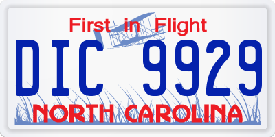 NC license plate DIC9929