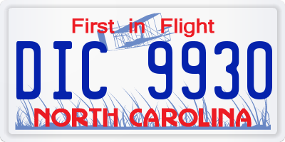 NC license plate DIC9930