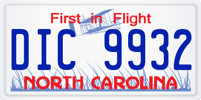NC license plate DIC9932