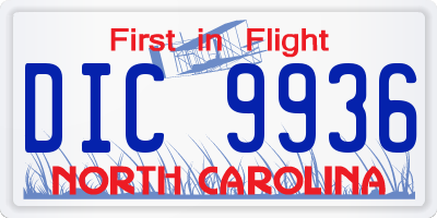 NC license plate DIC9936