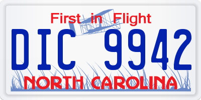 NC license plate DIC9942