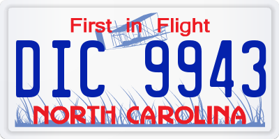 NC license plate DIC9943