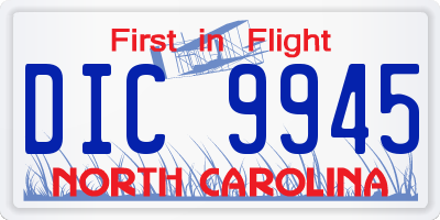 NC license plate DIC9945