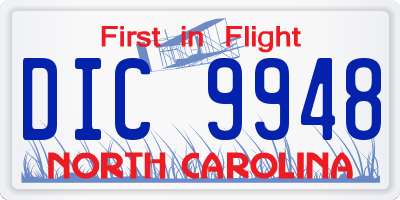 NC license plate DIC9948