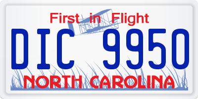 NC license plate DIC9950