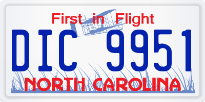 NC license plate DIC9951