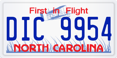 NC license plate DIC9954