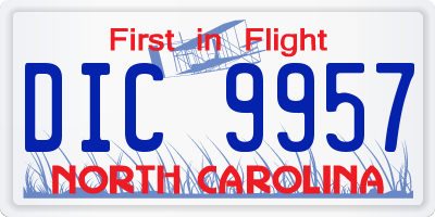 NC license plate DIC9957