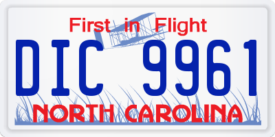 NC license plate DIC9961