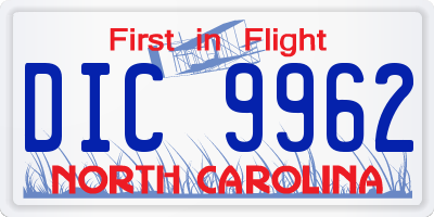 NC license plate DIC9962