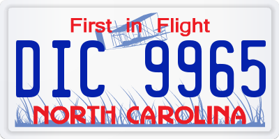 NC license plate DIC9965