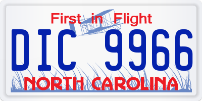 NC license plate DIC9966