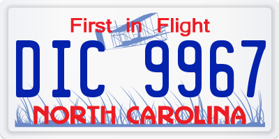 NC license plate DIC9967