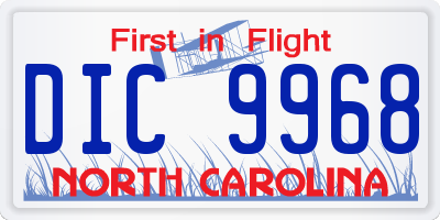 NC license plate DIC9968