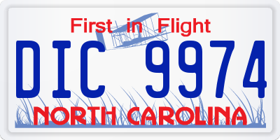 NC license plate DIC9974