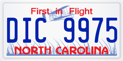 NC license plate DIC9975