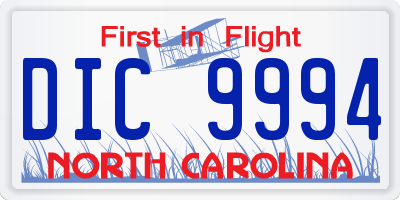 NC license plate DIC9994