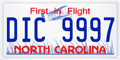 NC license plate DIC9997