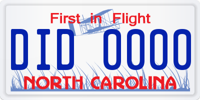 NC license plate DID0000