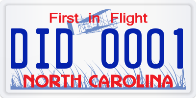 NC license plate DID0001