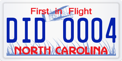 NC license plate DID0004