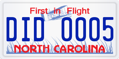 NC license plate DID0005