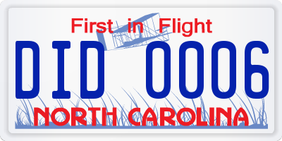 NC license plate DID0006