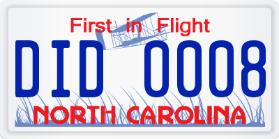 NC license plate DID0008