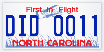 NC license plate DID0011