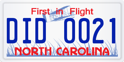 NC license plate DID0021