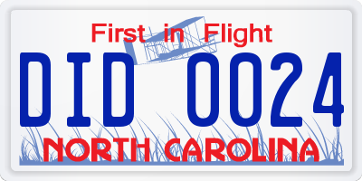 NC license plate DID0024