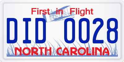 NC license plate DID0028