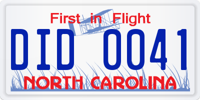 NC license plate DID0041