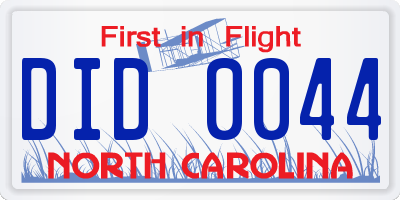 NC license plate DID0044