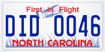 NC license plate DID0046