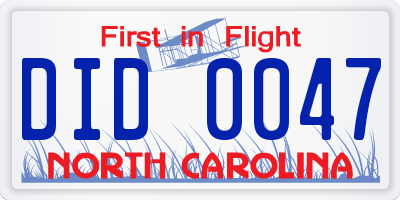 NC license plate DID0047