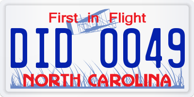 NC license plate DID0049