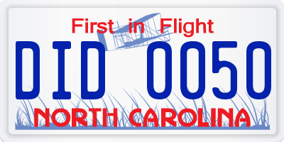 NC license plate DID0050