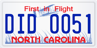 NC license plate DID0051