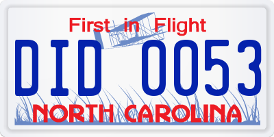 NC license plate DID0053