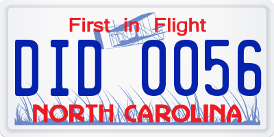 NC license plate DID0056