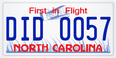 NC license plate DID0057