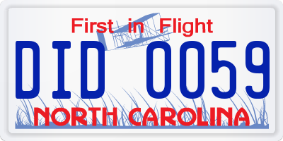 NC license plate DID0059